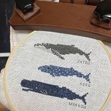 クジラの刺繡