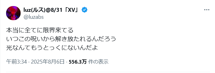 luz　最後のX投稿