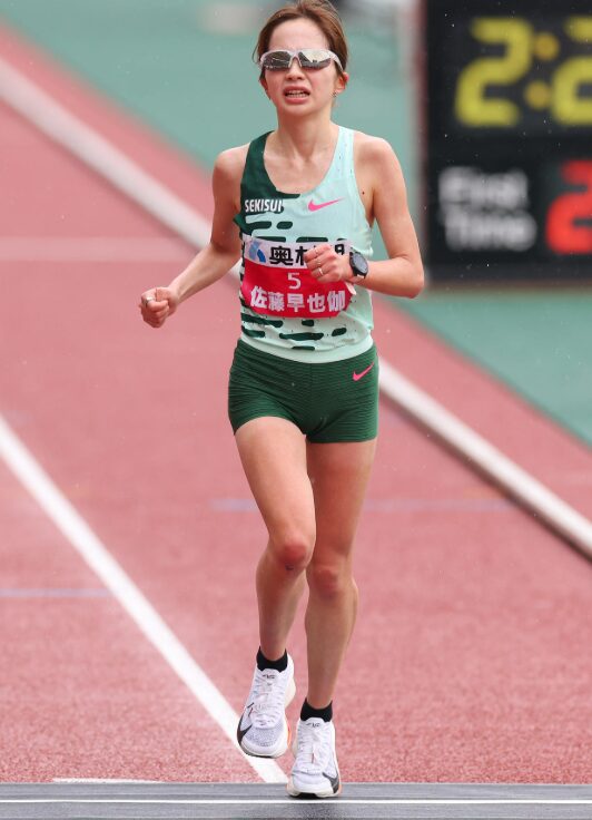 佐藤早也伽選手　ゴール地点