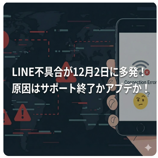 LINEが12月2日に使えない不具合が多発！原因はサポート終了とアプデ未対応？